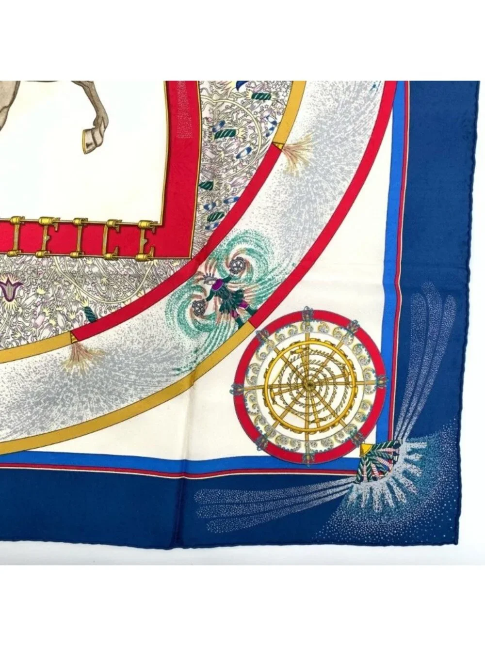 Hermes Carre 90 Feux Dartifice Blue Multicolor Silk Scarf - Picture 5 of 7